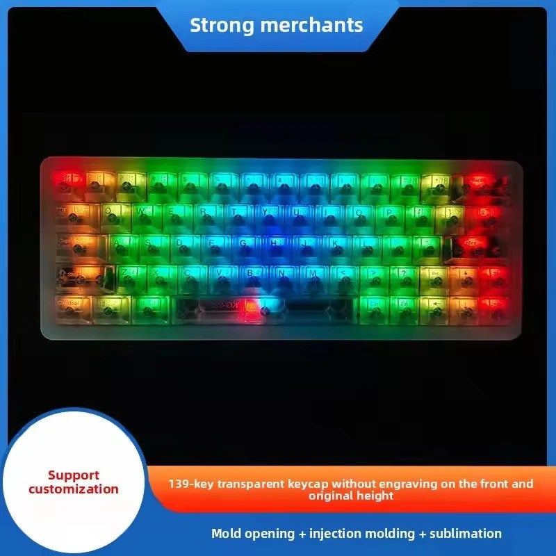 Bluejw 136-Key Glacier Blue Gaming Keyboard Keycaps - Original Engraved Transparent Keycaps Set for Mechanical Keyboards - Image 5